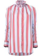 Carven Striped High Neck Blouse - Blue