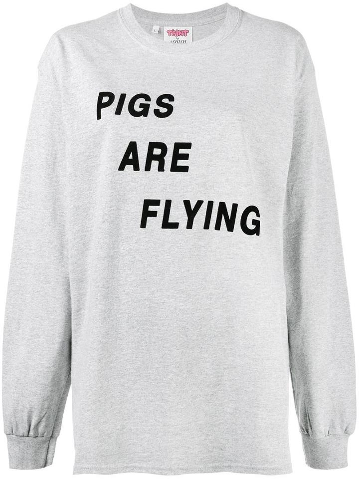 Ashish Pigs Are Flying T-shirt, Women's, Size: Large, Grey, Cotton