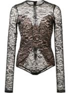 Fleur Du Mal - 'chat Noir' Body - Women - Polyamide/spandex/elastane/viscose - M, Black, Polyamide/spandex/elastane/viscose