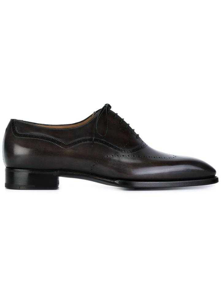 Santoni Brogue Detailing Oxford Shoes - Grey