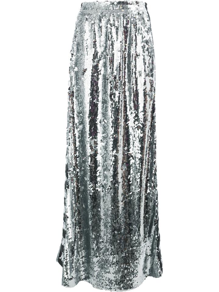 Faith Connexion Logo Stripe Sequin Maxi Skirt - Metallic