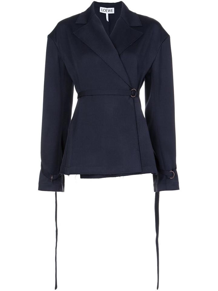 Loewe Belted Blazer, Women's, Size: 38, Blue, Spandex/elastane/virgin Wool