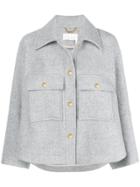 Chloé Spread Collar Cropped Jacket - Grey
