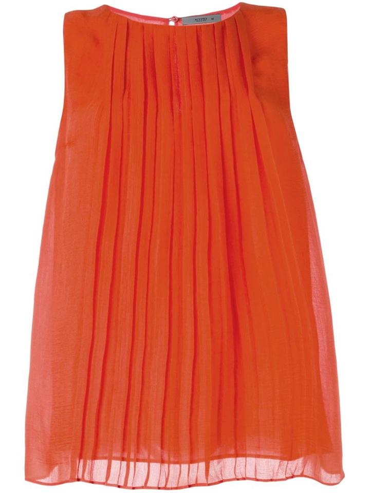 Etro Pleated Tank Top, Women's, Size: 44, Yellow/orange, Silk