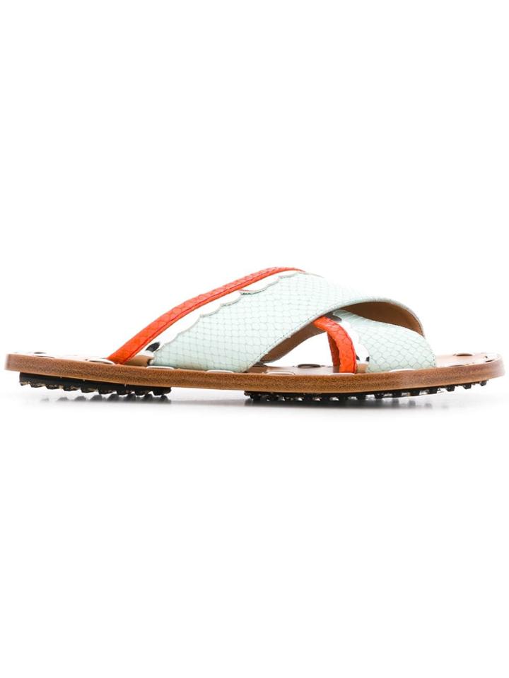 Marni Crossover Strap Slides - Blue