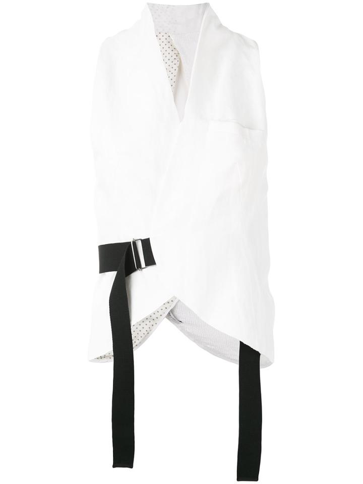 Alessandra Marchi - Belted Vest - Women - Linen/flax/viscose - 40, Nude/neutrals, Linen/flax/viscose