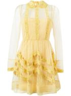 Red Valentino Lace Trim Sheer Tulle Dress, Women's, Size: 38, Yellow/orange, Polyester/silk/cotton