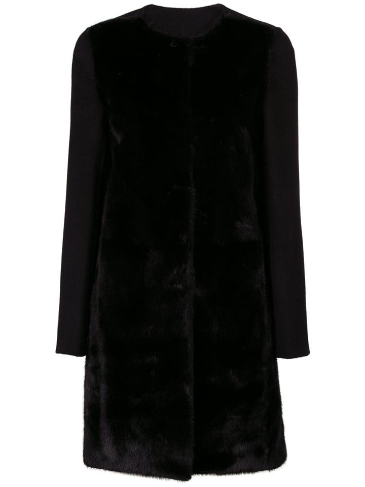 Yves Salomon Straight-cut Cashmere And Mink Coat - Black