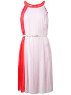 Blumarine - Pleated Sleeveless Dress - Women - Polyester - 40, Pink/purple, Polyester