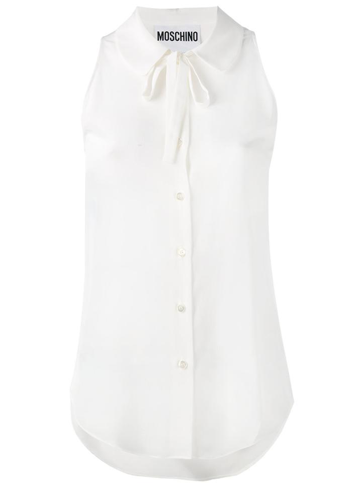 Moschino - Sleeveless Peter Pan Blouse - Women - Silk - 38, White, Silk