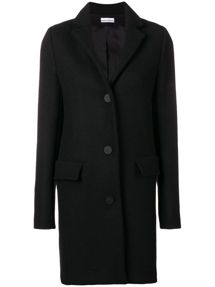 Paco Rabanne Single Breasted Coat - Black
