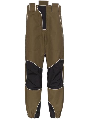 Boramy Viguier Contrast Patch Cotton Blend Trousers - Green