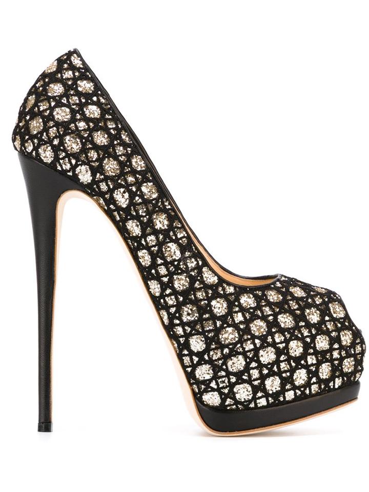 Giuseppe Zanotti Design Glitter Peep Toe Pumps