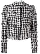 Msgm Tweed Houndstooth Jacket, Women's, Size: 46, Black, Polyester/polyamide/cotton/viscose