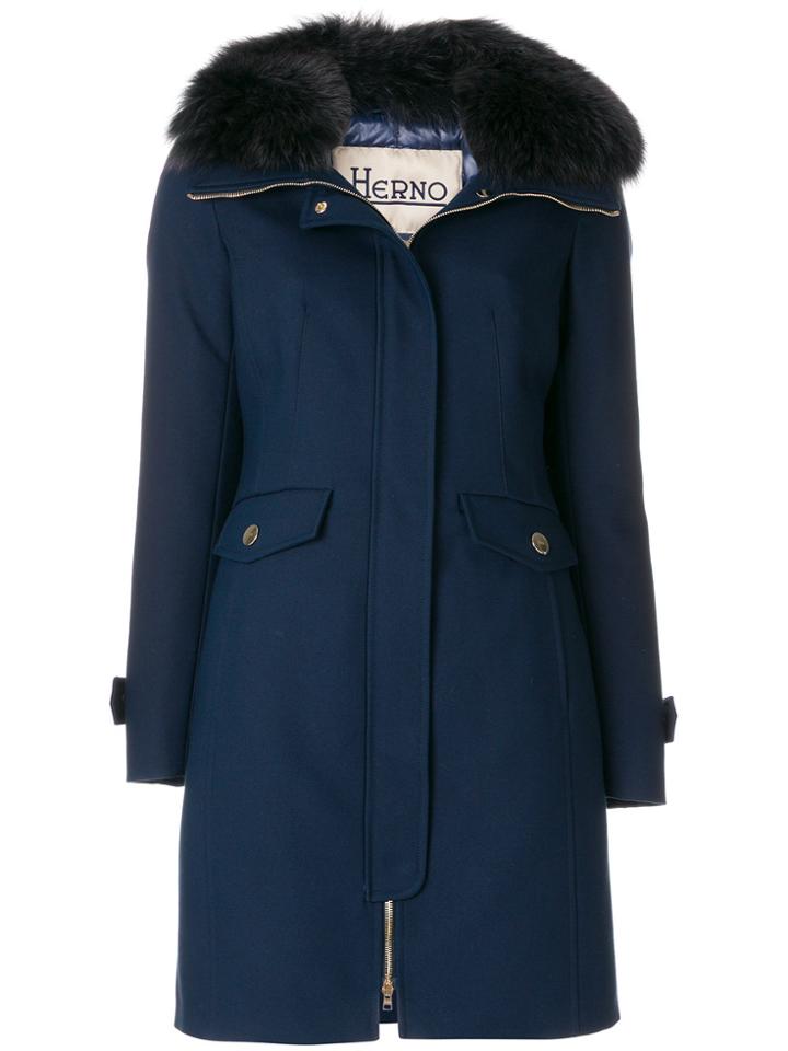 Herno Fur-trim Down Coat - Blue