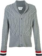 Thom Browne Thick Cable Knit Cardigan, Men's, Size: 2, Grey, Cashmere