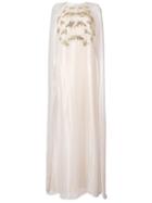 Oscar De La Renta Embroidered Kaftan Gown, Women's, Size: Xs, Grey, Silk/polyester/viscose
