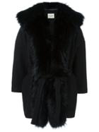 Ava Adore Belted Short Coat, Women's, Size: 40, Black, Cotton/spandex/elastane/acrylic/raccoon Dog