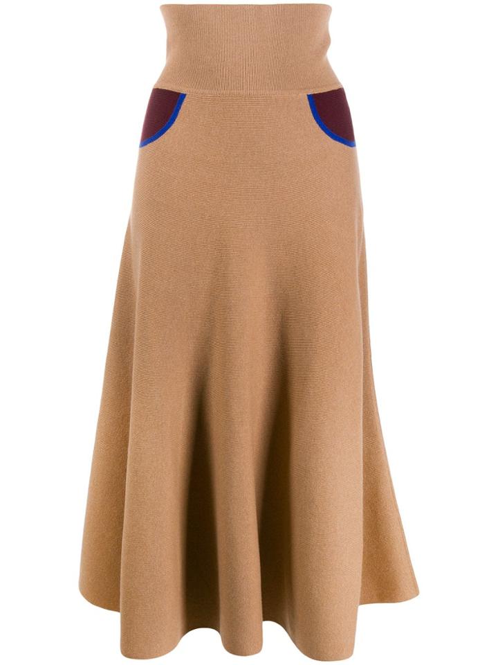 Loewe Contrast Details Long Knitted Skirt - Neutrals
