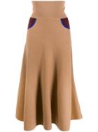 Loewe Contrast Details Long Knitted Skirt - Neutrals