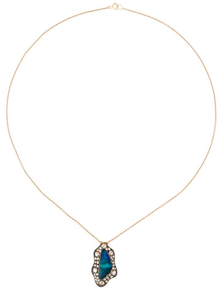 Monan Aquamarine And Diamond Pendant Necklace, Women's, Metallic