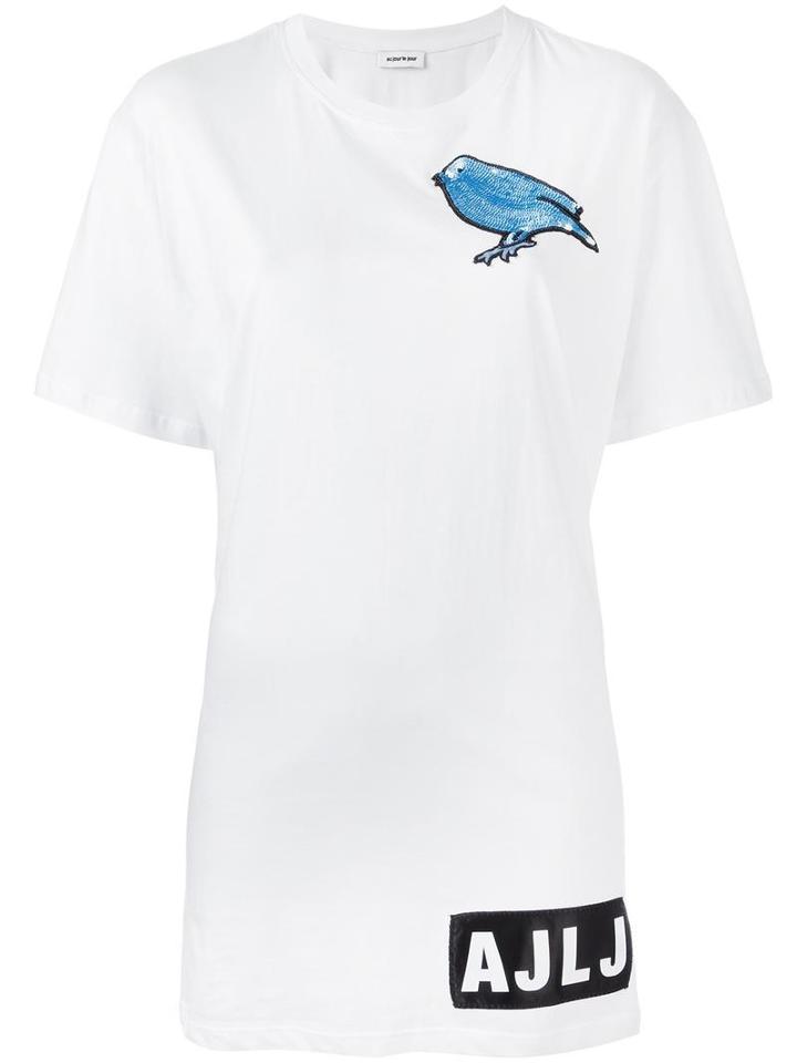 Au Jour Le Jour Sequined Bird T-shirt, Women's, Size: 38, White, Cotton/polyester