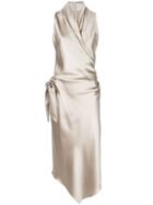 Peter Cohen Silk Wrap Dress - Neutrals