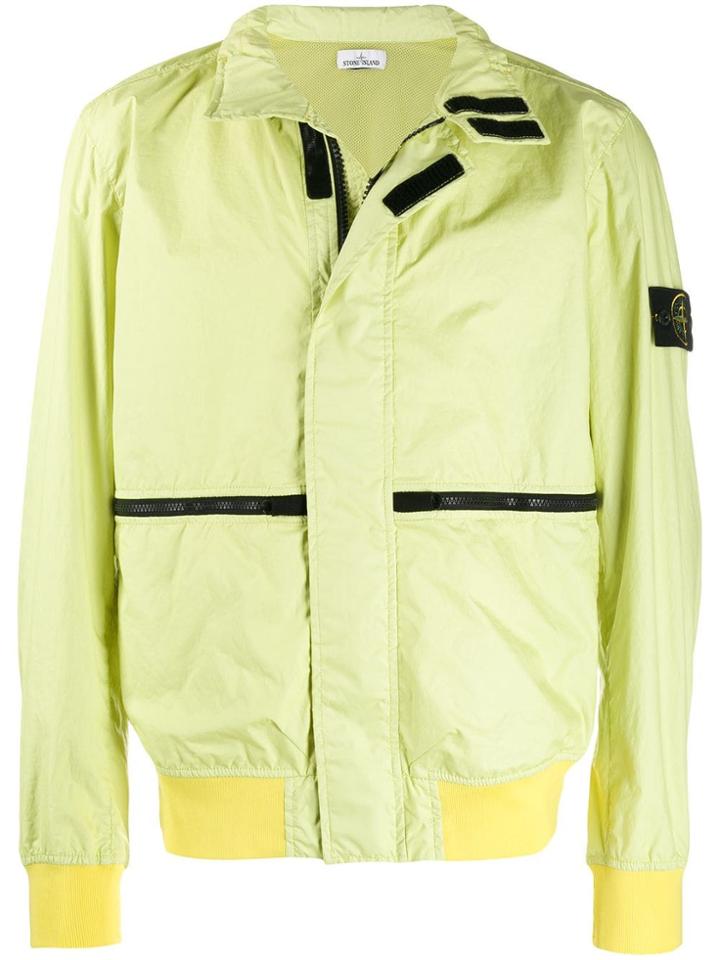 Stone Island Zipped Bomber Jacket - Yellow
