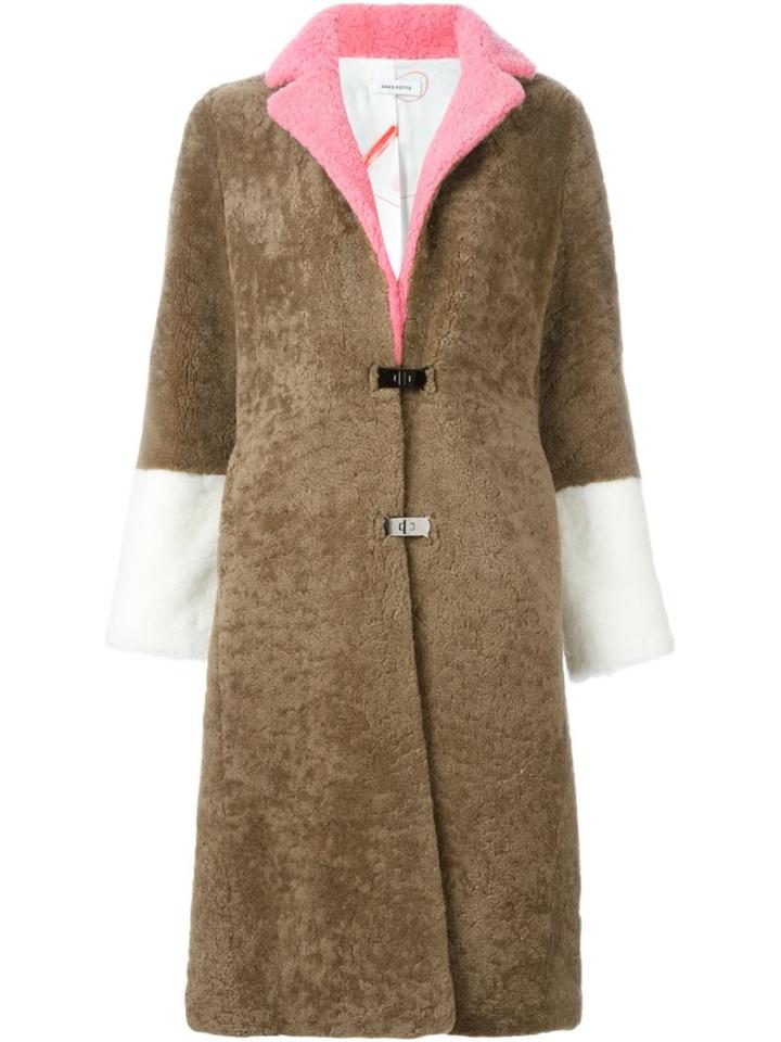 Saks Potts Contrast Sleeves Shearling Coat