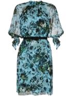 Erdem Melodie Floral Print Silk-chiffon Dress - Blue