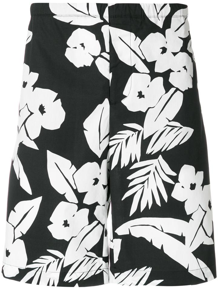 Msgm Floral Print Bermuda Shorts - Black