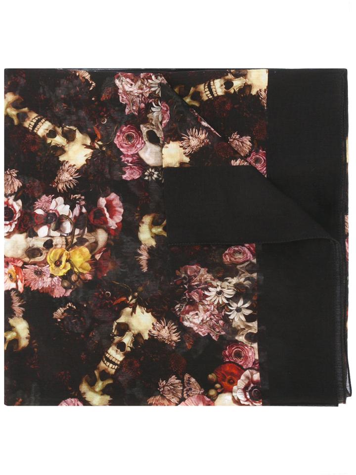 Dior Homme - Floral Print Scarf - Men - Silk/cotton - One Size, Black, Silk/cotton