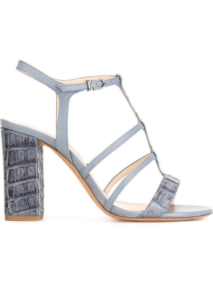 Alexandre Birman Strappy Crocodile Effect Sandals