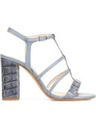 Alexandre Birman Strappy Crocodile Effect Sandals