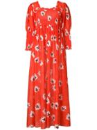 Ganni Floral Print Maxi Dress - Red