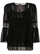 Michael Michael Kors Sheer Lace Panel Blouse - Black