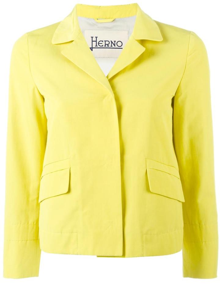 Herno Buttoned Blazer, Women's, Size: 44, Yellow/orange, Cotton/polyester/polyethylene/acetate