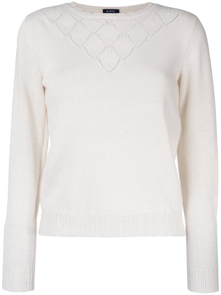A.p.c. Long Sleeved Perforated Top - Nude & Neutrals