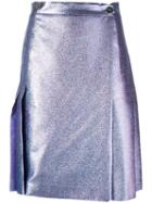 Marco De Vincenzo Back Pleat Metallic Skirt, Women's, Size: 42, Pink/purple, Polyester/polyamide/acetate/viscose