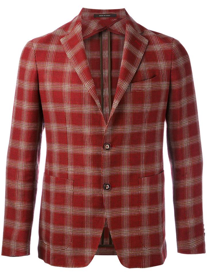 Tagliatore - Check Blazer - Men - Linen/flax/cupro/virgin Wool - 48, Red, Linen/flax/cupro/virgin Wool