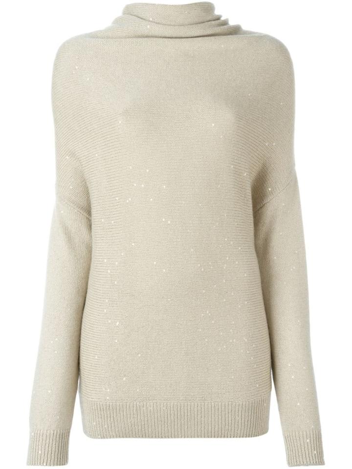 Brunello Cucinelli Roll Neck Jumper, Women's, Size: Small, Nude/neutrals, Silk/polyamide/cashmere