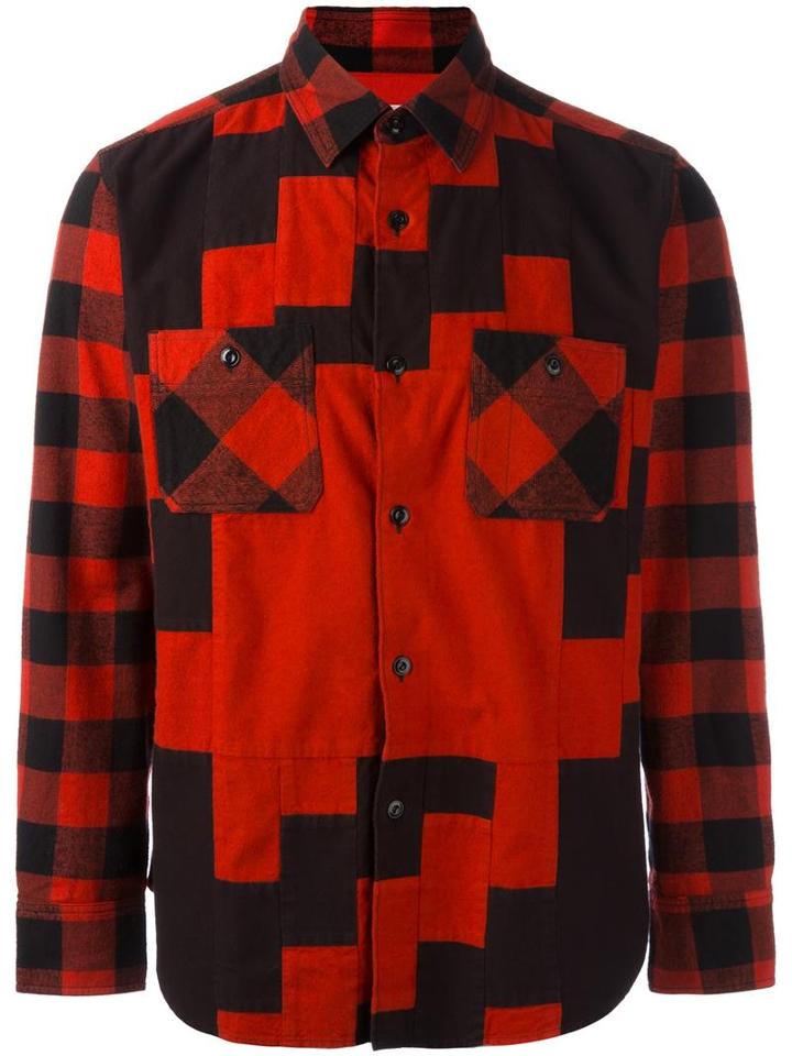 Ganryu Comme Des Garcons Checked Shirt, Men's, Size: 50, Black, Cotton