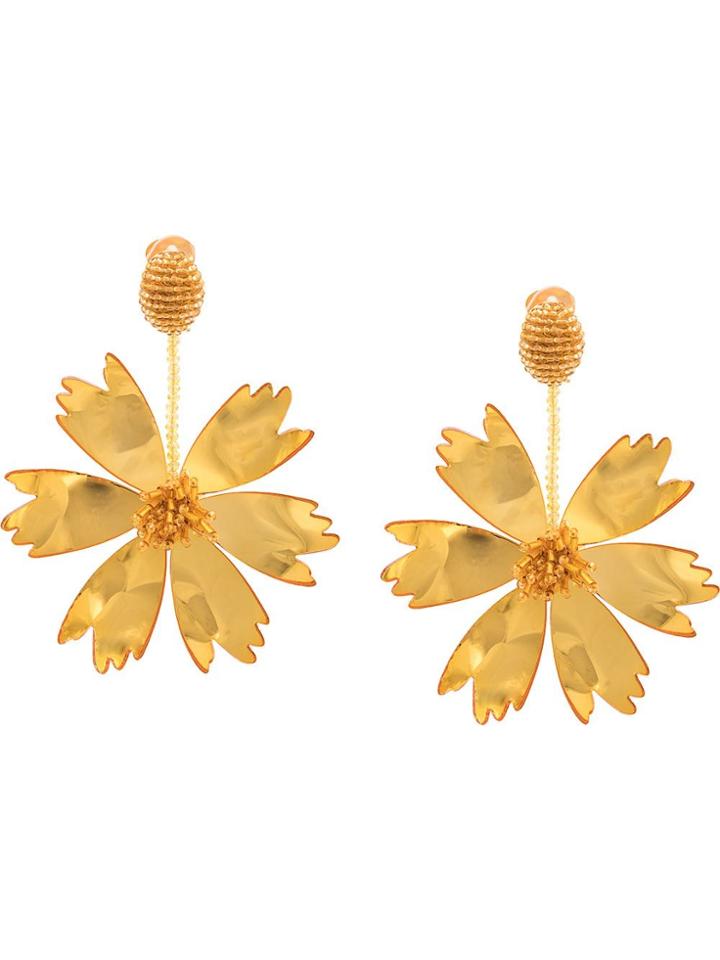 Oscar De La Renta Small Impatiens Earrings - Purple