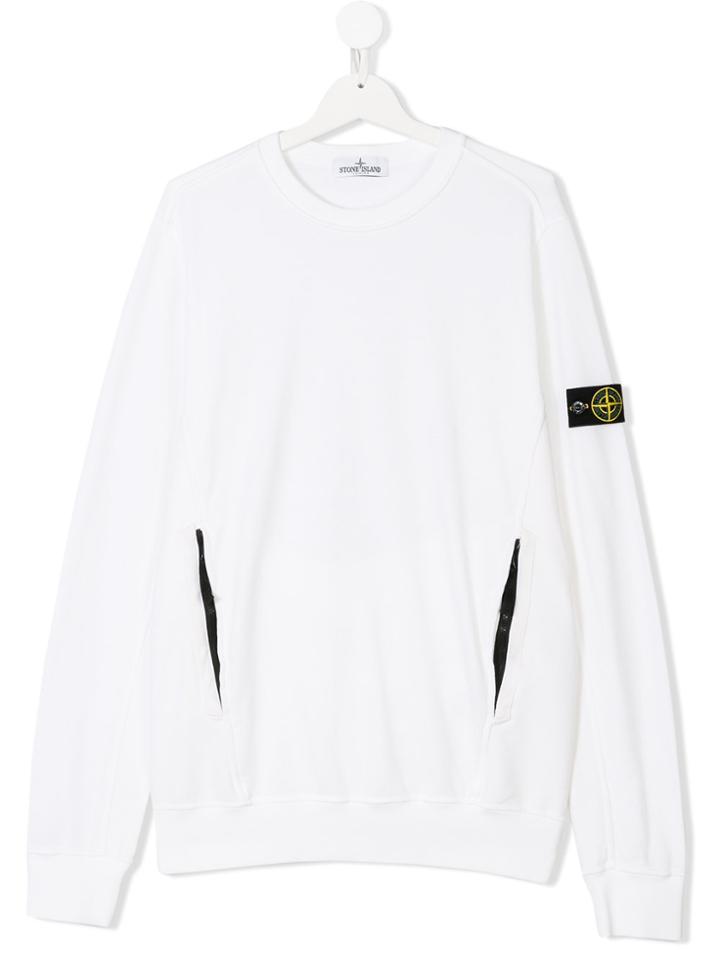 Stone Island Junior Crew Neck Sweatshirt - White