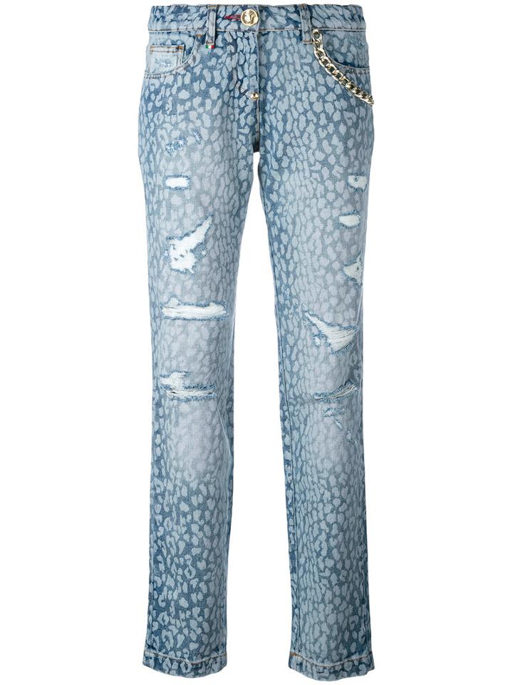 Philipp Plein - Animal Print Jeans - Women - Cotton/polyester - 27, Blue, Cotton/polyester