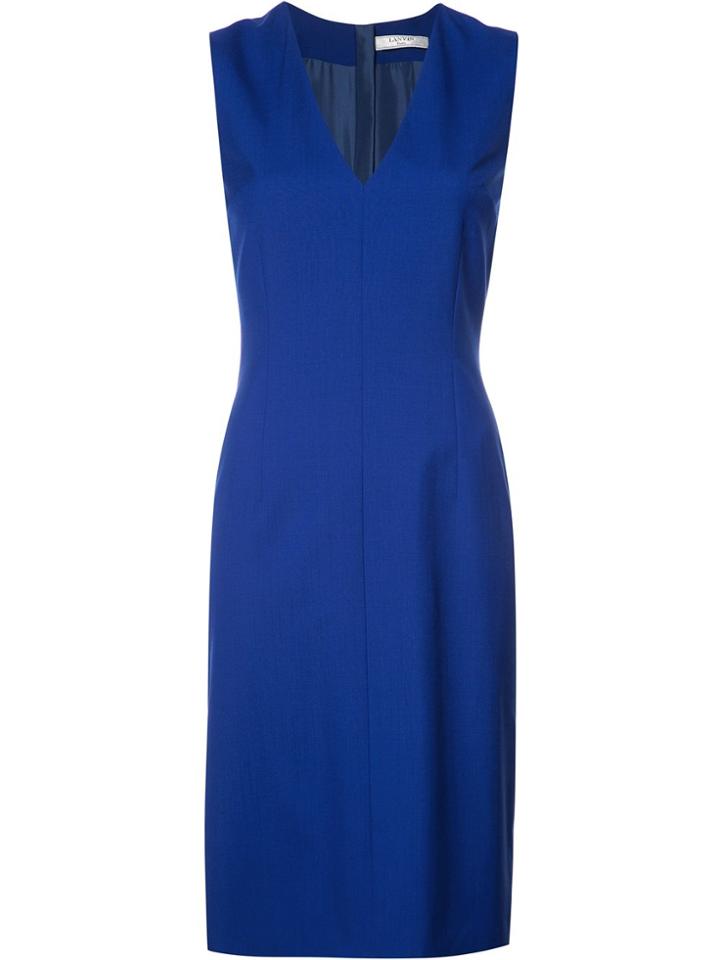 Lanvin V-neck Shift Dress - Blue