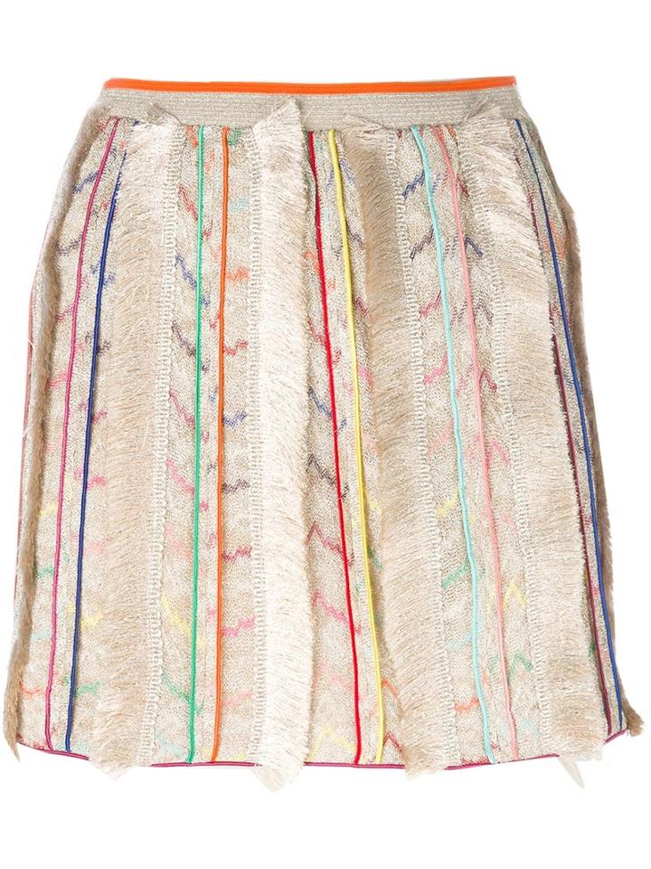 Missoni Fringe Detail Skirt, Women's, Size: 40, Nude/neutrals, Viscose/cupro/silk/spandex/elastane