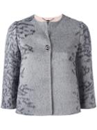 Salvatore Ferragamo Cropped Sleeves Jacket, Women's, Size: 44, Grey, Silk/acetate/virgin Wool