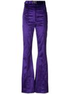 Nina Ricci High-rise Velvet Flared Trousers - Pink & Purple
