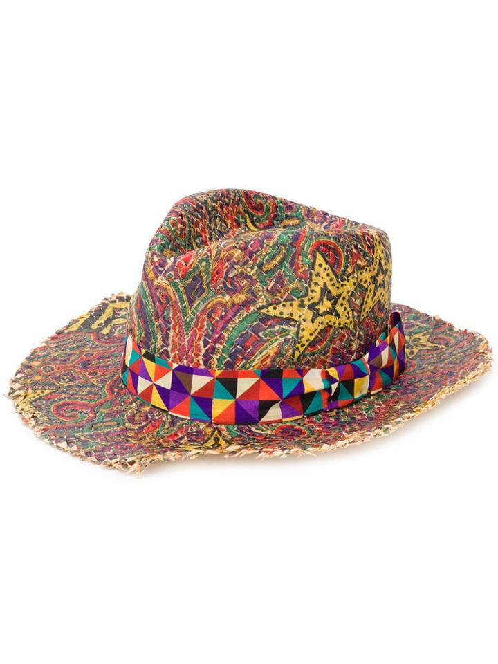 Etro Printed Straw Hat - Pink